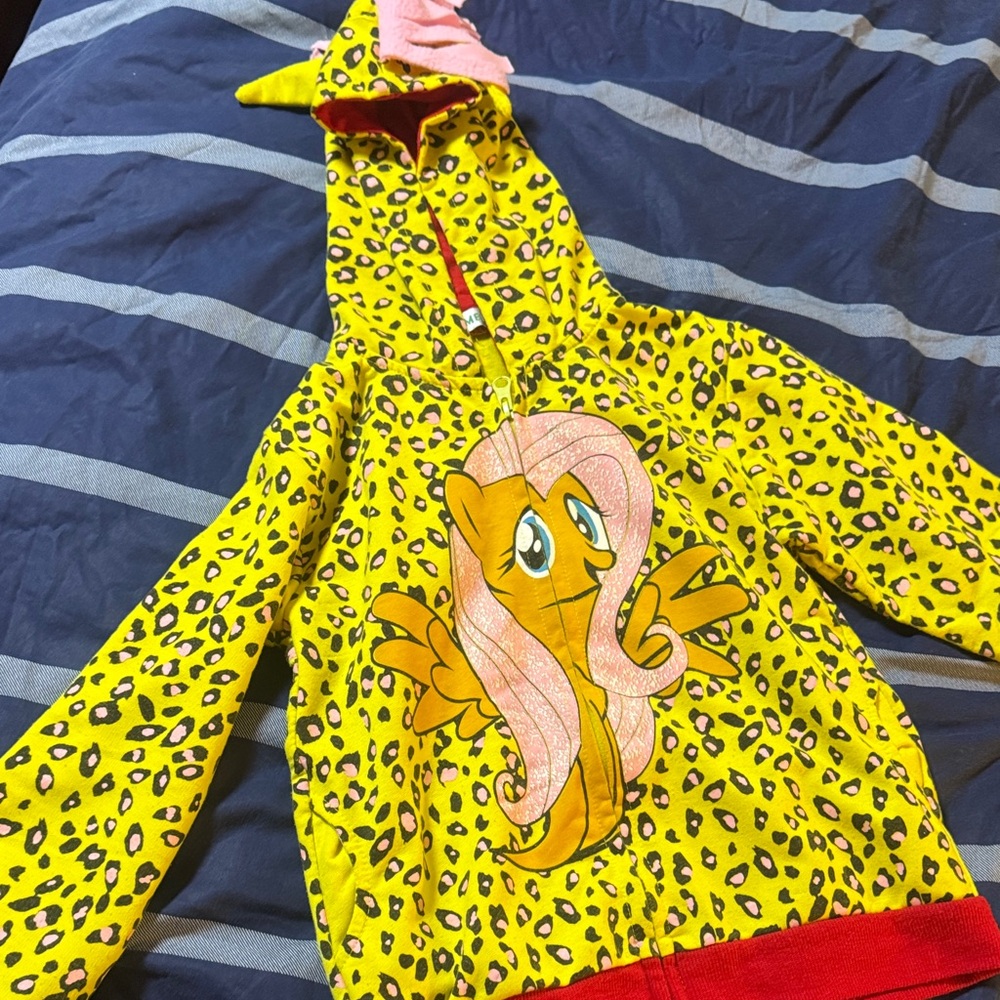 Yellow Kids Jacket with Cartoon Design